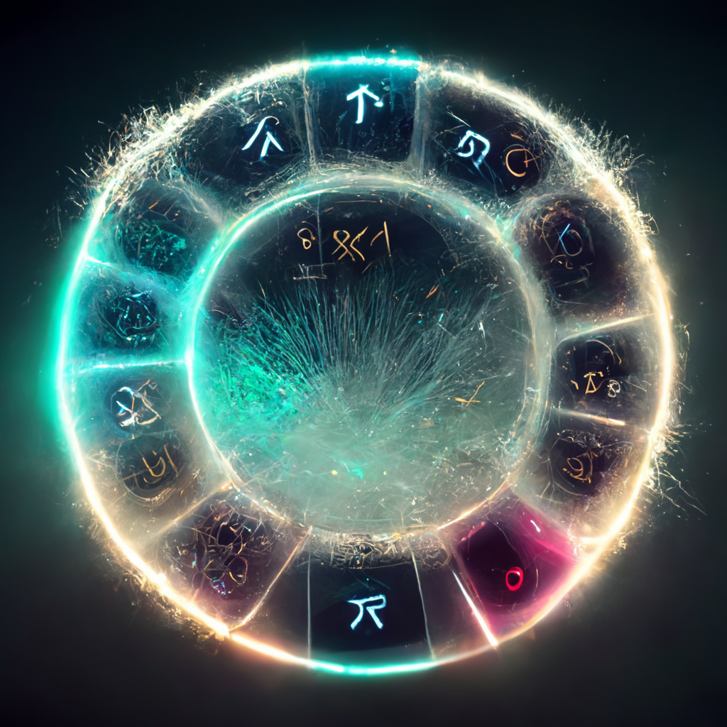 glittering magic particles sci-fi ui concept runes in a circle